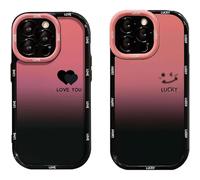 Heyhaho Fangcase Gradient Matte for iPhone Case, Love You & Lucky Smiley Designs, Soft Shockproof Protective Shell for iPhone 16/15/14/13/12/11 Pro Max