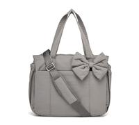 Heyhaho Luvy Bag, Light Weight Crush Bow Tote Bags for Daily Use Work Travel, Lightweight Large Purses for Women (Grigio)