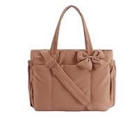 Heyhaho Luvy Bag, Light Weight Crush Bow Tote Bags for Daily Use Work Travel, Lightweight Large Purses for Women (Marrone)