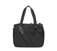 Heyhaho Luvy Bag, Light Weight Crush Bow Tote Bags for Daily Use Work Travel, Lightweight Large Purses for Women (Nero)
