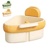 Heyhaho Wideous Curetoaway Suction Cup Sink Corner Rack, Triangular Sinks Basket Shelf with Suction Cup Sucker, Automatic Dumping Food Waste Strainer & Sponge Holder for Kitchen Bathroom Dishware
