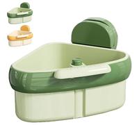 Heyhaho Wideous Curetoaway Suction Cup Sink Corner Rack, Triangular Sinks Basket Shelf with Suction Cup Sucker, Automatic Dumping Food Waste Strainer & Sponge Holder for Kitchen Bathroom Dishware
