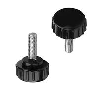 Heyiarbeit Filettatura maschio zigrinata a mano M5 x 20 mm x 20 mm testa manopola di bloccaggio manopole di bloccaggio maniglia pollice macchina bulloni a vite su bachelite 2 pezzi