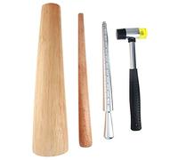 Heyiarbeit Strumenti per misurare anelli in legno mandrino bastone calibro martello in gomma set di gioielli per la creazione di gioielli artigianali riparazione anello 1 pz