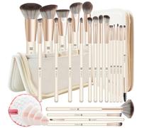 HEYMKGO Pennelli per Trucco Pennello 22PCS Professionale Sintetico Premium Fondotinta Cipria Fard Pennello Viso Ombretto Eyeliner Pennelli per Trucco+4 Puff Trucco Spugna Pulizi Borsa Cosmetici