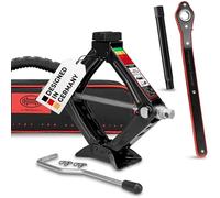 HEYNER Cric a forbice 0,8t con custodia, 17 mm, manovella e cuscinetto in gomma, altezza di sollevamento: 100 - 323 mm, certificato TÜV e GS