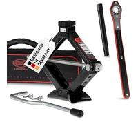 HEYNER Cric a forbice da 1,5 t, con custodia, cricchetto, 17 mm, manovella e cuscinetto in gomma, altezza di sollevamento: 104 - 380 mm, leva a forbice, TÜV & GS