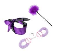 Heyokoy Gioco di ruolo 3 pezzi - Manette regolabili, benda e bacchetta di piume per momenti intimi (viola)