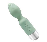 Heyokoy Mini Massaggiatori cordless - USB ricaricabile, super silenzioso, 10 potenti modalità di vibrazione e impermeabile, forma a rosa (Verde)