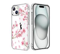 HEYORUN Custodia trasparente con fiori di ciliegio, compatibile con iPhone 15 da 6,1 pollici 2023, Sakura per ragazze e donne floreale, custodia posteriore in TPU flessibile trasparente flessibile
