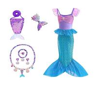 HEYOUTH Costume da sirena da ragazza, vestito da sirena, costume da principessa Arielle, con accessori, per carnevale, compleanno, feste, gioco di ruolo, per bambini, ragazze, taglia 2-13 anni
