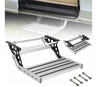 HEYOUTH Gradino Pieghevole per Camper - Pedana in Alluminio Antiscivolo, Carico Massimo 200 kg, Luci LED 12V e Rinforzo a Molla (Installazione con Viti)