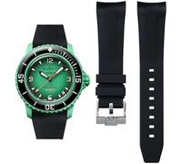 HEYOZURY Cinturino per Blancpain X Swatch Fifty Fathoms 22mm Cinturino per Orologiper Morbida Gomma Curva Fine Braccialetto di Ricambio per Blancpain x Swatch Uomo Donne con Strumento Rimuovere