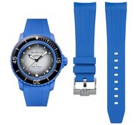 HEYOZURY Cinturino per Blancpain X Swatch Fifty Fathoms 22mm Cinturino per Orologiper Morbida Gomma Curva Fine Braccialetto di Ricambio per Blancpain x Swatch Uomo Donne con Strumento Rimuovere