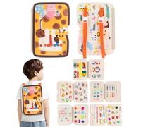Heypappy Busy Board,12 in 1 Montessori Busy Board Feltro,Montessori Didattici Libro Sensoriale Educativo, Giocattolo per Abilità Motorie con Cintura Zaino Regalo Bambino Compleanno Natale