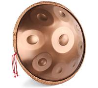 HEYQK Hand Pan Harmonic, Tamburo in Acciaio in D Minor 10 Note 22 Inches 440 HZ, Hand Drum Percussione con Soft Hand Pan Bag, 2 Bacchette e il Sopporto, Oro