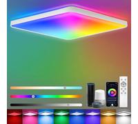 Heyseven Lampada da soffitto a LED dimmerabile con telecomando, 24 W RGB lampada da soffitto LED, Smart APP da soffitto con 16 milioni di pannelli che cambiano colore, 2400 lm con lampade Alexa per