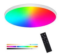 Heyseven Lampada da Soffitto LED Dimmerabile con Telecomando, 24W RGB Plafoniera LED Colore IP44 Impermeabile, Controllo Intelligente tramite App Alexa Google Home, per Camera, Cucina, Salone, Bagno
