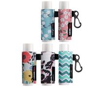 HEYSKAY 5pcs Lip Balm Holder Keychain Lipstick Sleeves Chapstick Lip Gloss Holder Keychain Elastic Sleeves for Men Women(Wave/Flower/Leo)