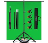 Heysliy Sfondo verde schermo con supporto kit, 6,5 x 6,5 m portatile verde schermo stand con schermoverde da 5 x 6,5 m per streaming, videogiochi, zoom