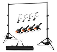 Heysliy Kit di supporto per sfondo, 3 m x 2 m (9,8 ft x 6,5 ft), supporto per sfondo fotografico, altezza e larghezza regolabile, per decorazione, foto, feste