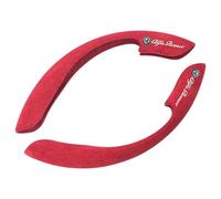HEYSOF Pelle Scamosciata, Coprivolante per Auto 2 Pezzi, Copertura Protettiva Segmentata Traspirante Antiscivolo, Accessori Decorazione, per Alfa Romeo Giulia Stelvio 159 147 156,red1