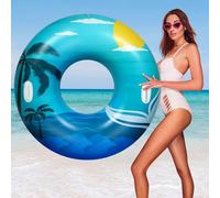HeySplash Anello da Nuoto con Maniglie per Adulti, 42 Pollici Grande Galleggiante per Piscina, Galleggiante Gonfiabile per Piscina, Giocattoli d'Acqua per Adulti per Spiaggia, Spiaggia Blu Verde