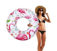 HeySplash Anello di Nuoto, Galleggiante Anello da Nuoto in PVC con Valvola Gonfiabile, di Cartoni Animati Flamingo Galleggiante per Adulti, Diametro di 80 cm, Bianco+Rosa