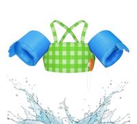 HeySplash Gilet da Nuoto per Bambini, Braccioli Galleggianti da Bambini con Peso 22-44lbs Anni 2-6, Giubbotto Galleggiante Bracciali Nuoto con Cinghia Regolabile per Bambini, Plaid Blu Verde