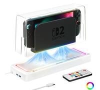 HEYSTOP Copertura Antipolvere Switch 2 per Nintendo Switch 2 Dock di Raffreddamento con più luci RGB per Nintendo Switch 2 Accessori, Ventola di raffreddamento Switch 2, Antipolvere e Antigraffio