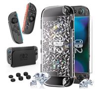 HEYSTOP Cover per Nintendo Switch 2 Dockable PC Custodia Protettiva Trasparente con Pellicola Temperata e Impugnature per i Pollici per Nintendo Switch 2 Accessori per Controller