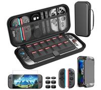 HEYSTOP Custodia Compatibile con Nintendo Switch/Switch OLED, Custodia Comunemente Utilizzato per Switch/Switch OLED Accessori e 2 Switch/Switch OLED Grips, PlayStand Regolabile, 6 Thumb Grip