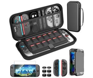 HEYSTOP Custodia Compatibile con Nintendo Switch/Switch OLED, Custodia Comunemente Utilizzato per Switch/Switch OLED Accessori e 2 Switch/Switch OLED Grips, PlayStand Regolabile, 6 Thumb Grip