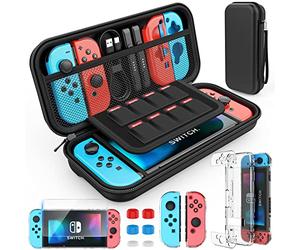 HEYSTOP Custodia per Nintendo Switch,Switch Cover Trasparente con Switch Pellicole Protettive/Thumb Grips per Nintendo Switch Console Accessori