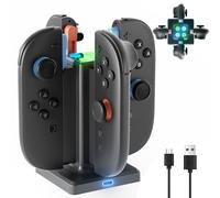 HEYSTOP Dock di Ricarica per Nintendo Switch 2 Joy-Con, Stazione di Ricarica Caricatore Magnetica Joycon a 4 Porte, Indicatore LED di Ricarica USB-C per Accessorio Controller Nintendo Switch 2