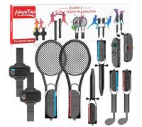 HEYSTOP Kit di Accessori Sportivi per Nintendo Switch 2 Controller, Kit di Accessori di Gioco 10 in 1 con Mazze da Golf, Racchette da Tennis e Altri Accessori per Feste in Famiglia e tra Amici