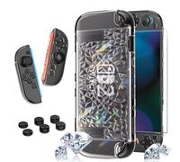 HEYSTOP Switch 2 Cover per Nintendo Switch 2 PC Custodia Protettiva Trasparente con Pellicola Temperata e Impugnature per i Pollici per Nintendo Switch 2 Accessori per Controller