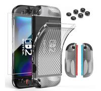 HEYSTOP Switch 2 Custodia per Nintendo Switch 2 Clear Soft TPU Cover Protettiva per Nintendo Switch 2 Grip con Una Protezione per Lo Schermo in Vetro Temperato Switch 2 e 6 Cappucci per Levette