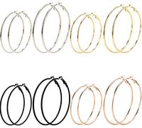 Heyu-Lotus 8 Paia Di Orecchini A Cerchio Da Donna E Ragazza,Anelli In Acciaio Inox,Grande Alla Moda,Classico,Orecchini Pendenti In Oro Rosa,Argento,Oro Nero,In Lega