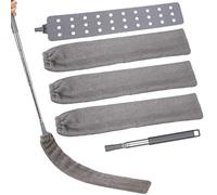 Heyu-Lotus Pulitore spaccapolvere retrattile con 4 panni lavabili, spolverino in microfibra, spolverino elastico con asta telescopica in acciaio inox, spolverino, scopa angolare in microfibra