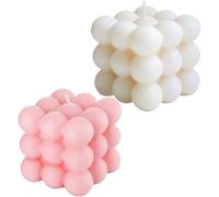 Heyumybit 2 Pezzi Candele a Bolle Fatte a Mano,Cera di Soia Carino Cubo,Candele Profumate Naturali e Profumate,Candela Fatta a Mano per Camera da Letto,Bagno