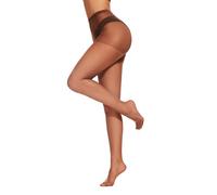 HeyUU Collant da donna 20 denari, effetto seta, ultra trasparente, con punta rinforzata, caffè, L