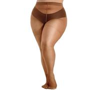 HeyUU Collant trasparenti per taglie forti, da donna, ultra sottili, con dita rinforzate, calze a vita alta XL-4XL, 1 paio, marrone chiaro, XX-Large