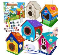 Heyzeibo 5Pack Kit per Dipingere Bambini per Costruire e Dipingere Casetta per Uccelli, Arti e Mestieri in Legno Regali di Pasqua per Ragazze Ragazzi Toddler