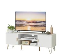 HEYZOEY Armadio per TV, basso, bianco, per TV da 60 pollici, 137 x 38 x 48 cm, con 2 armadi, per soggiorno, bianco
