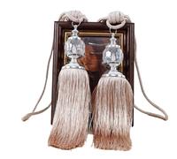 HEZHANG Ferma Tende 2 Pezzi fermatende for Tende fermacravatte in Corda con Nappe Decorazioni Sfere in Rilievo Coppia Trattamento for finestre di casa for la(Apricot)