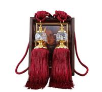 HEZHANG Ferma Tende 2 Pezzi fermatende for Tende fermacravatte in Corda con Nappe Decorazioni Sfere in Rilievo Coppia Trattamento for finestre di casa for la(Burgundy)