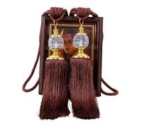 HEZHANG Ferma Tende 2 Pezzi fermatende for Tende fermacravatte in Corda con Nappe Decorazioni Sfere in Rilievo Coppia Trattamento for finestre di casa for la(Red Coffee)