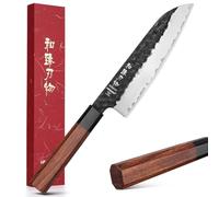 HEZHEN 18,5cm Coltello Santoku, Acciaio Rivestito Coltello da Chef, Forgiato Stile Giapponese Coltello Gyuto, Manico Ottagonale in Legno