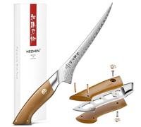 HEZHEN 18,6 cm Coltello per Sfilettare Profesional Coltelli da Disosso | Acciaio Damasco a 67 Strati,Manico in Micarta di Lino,Lama Leggermente Flessibile,Filettare Disossare Pesce e Carne